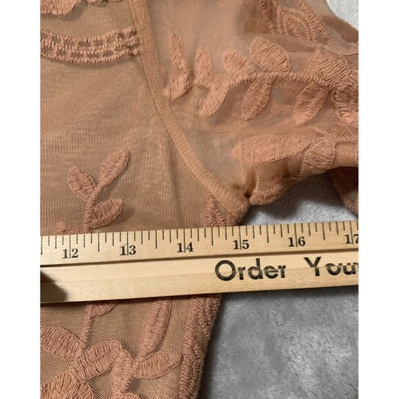 Lace Maxi Dress Womens Small Peachy Blush Sheer Whimsy Fairycore Regencycore Y2K - Picture 15 of 16